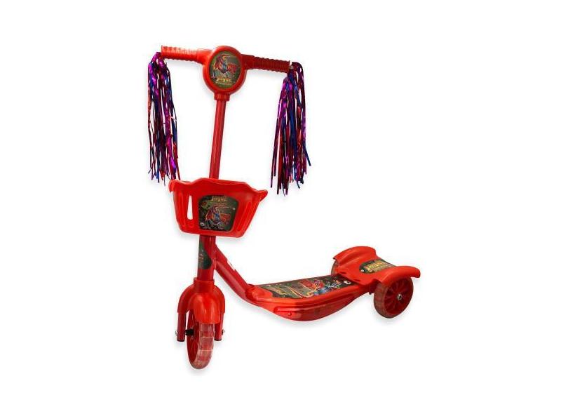 Patinete Infantil Vermelho Dinossauro Com Luzes E Som - Vermelho - Red