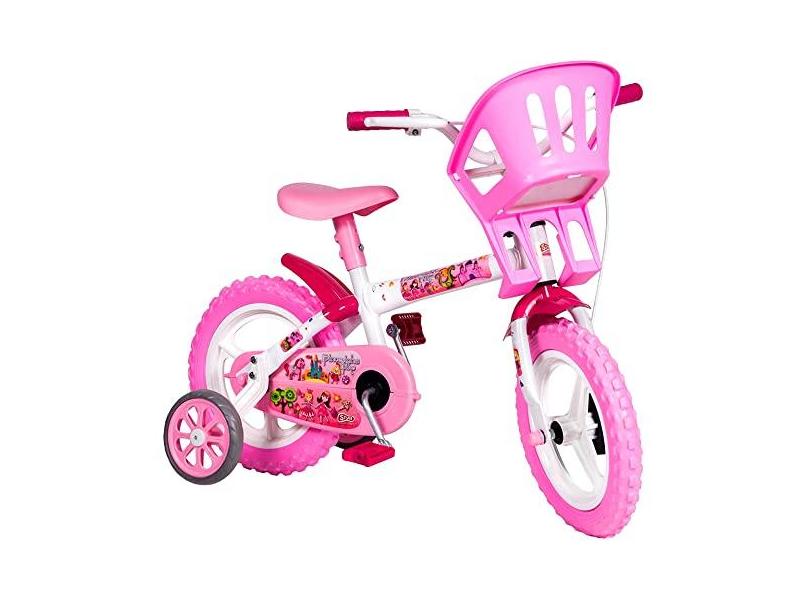 Bicicleta para Meninas Aro 12 com Cestinha para Bonecas Rosa