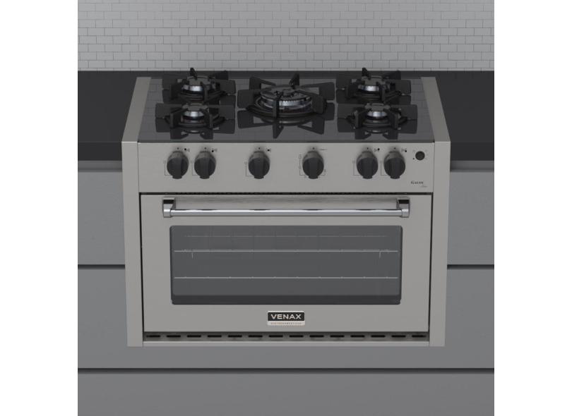 Fogao a Gas de Embutir 5 Bocas Venax Gaudi Line Inox