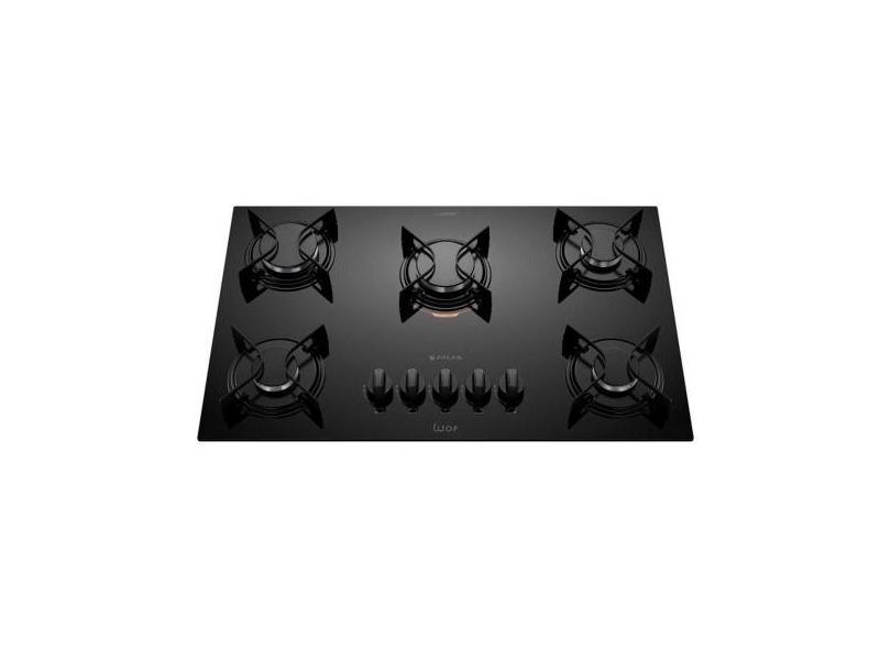 Cooktop 5B Preto Com Mesa De Vidro Atlas U Top Preto Bivolt, Bivolt