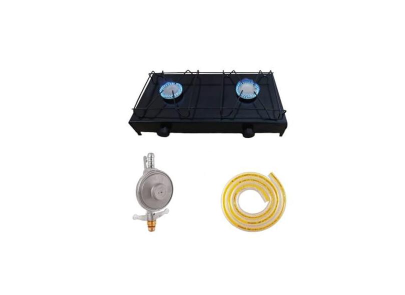 Fogão Fogareiro Camping 2 Bocas a Gas com kit Gás