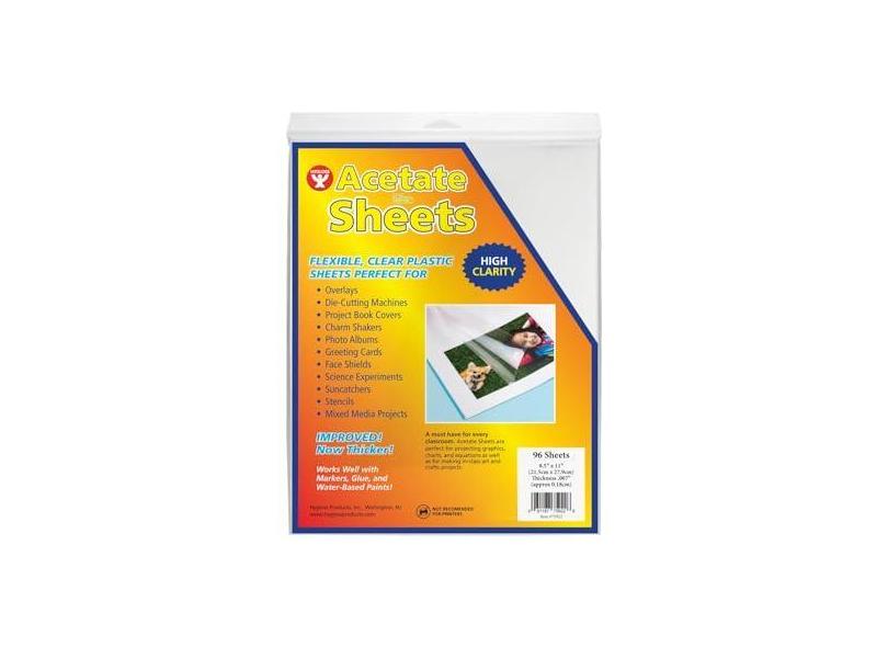 Hygloss Products Folhas de projetor Overhead Película de transparência semelhante a acetato, para projetos de arte e artesanato e salas de aula, não para impressoras, 21,5 x 28 cm, 96 folhas