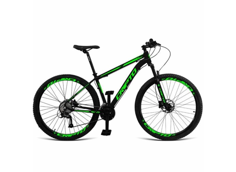 Bicicleta Aro 29 Cripto 24 Marchas Shimano E Freios A Disco - Preto-verde - 17 Preto-verde