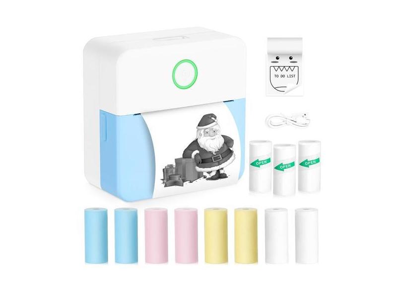 Impressora de adesivos Zeacool Mini Pocket Thermal Bluetooth Blue