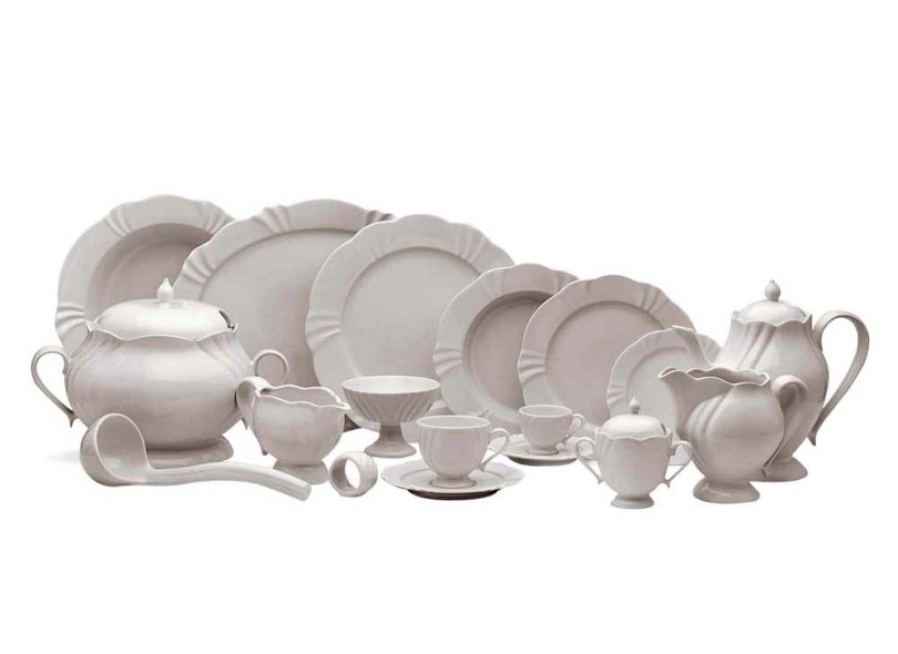 Aparelho de Jantar Porcelana 68 peças - Oxford Porcelanas Soleil White