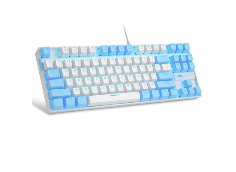 Teclado mecânico para jogos MageGee 75% tkl 87 teclas branco/azul