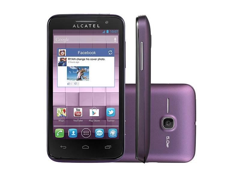 Smartphone Alcatel M'Pop Câmera 5,0 MP 2 Chips 4GB Android 4.1 (Jelly Bean) 3G Wi-Fi