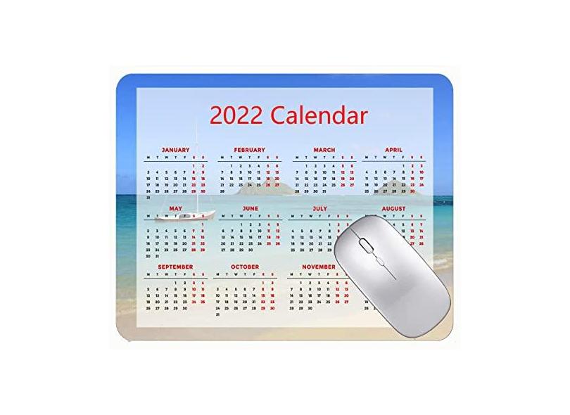 Mouse pad colorido para calendário 2022 ano 2022 Mouse pad Sea Boat Beach Islands Mouse pad