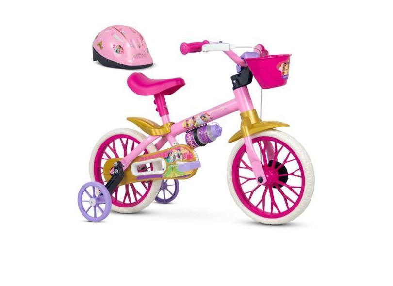 Bicicleta Infantil Com Rodinha E Capacete Aro 12 Menina Princesas Da D