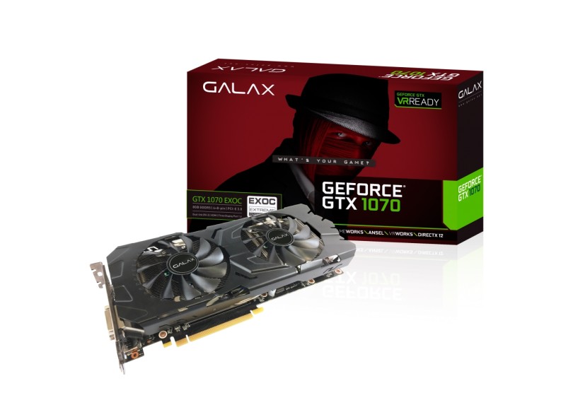 Placa de Video NVIDIA GeForce GTX 1070 8 GB GDDR5 256 Bits Galax 70NSH6DHL4EC