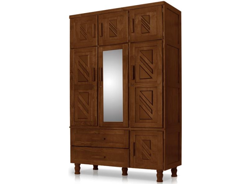 Guarda-Roupa Solteiro 7 portas 2 Gavetas com Espelho Chicago 103 Atraente Móveis
