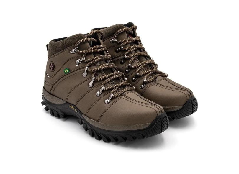 Bota Coturno Adventure Masculino Cano Curto Liso Trilha Marrom Claro