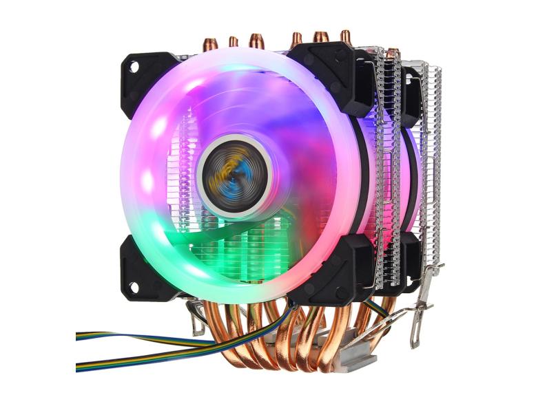 Cpu Cooler 6 Heatpipe 4 Pinos rgb 2x Ventilador Para Intel 775/1150 ...