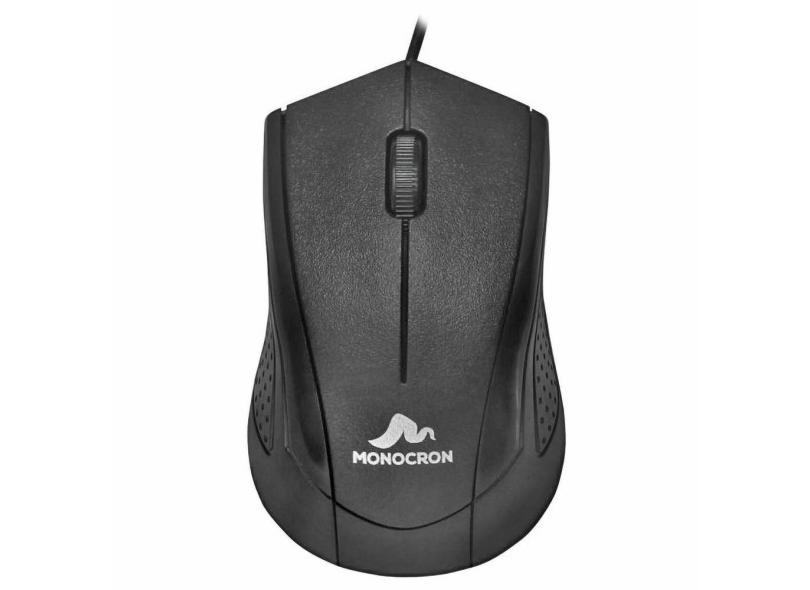 Mouse USB Óptico Com Fio 1000 dpi Cabo 1.5m Monocron MN232 Preto