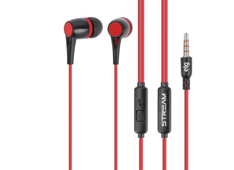 Fone de Ouvido Intra-Auricular Microfone Preto/Verm - elg