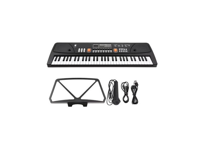 teclado eletrônico para iniciantes Órgão Eletrônico De 61 Teclas Com Microfone, Teclado Digital, Piano Elétrico Com Display LED, Alto-falantes Estéreo Duplos Integrados