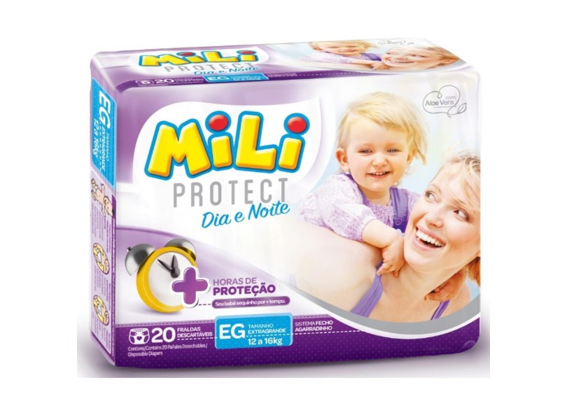 Fralda Mili Protect Dia e Noite XG 20 Und 12 - 16kg