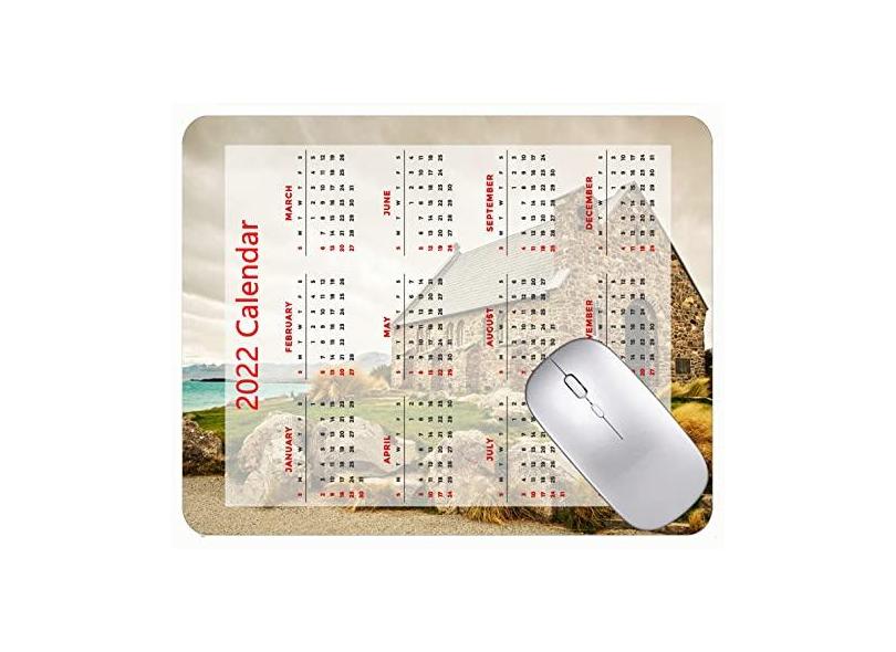 Mouse pad para jogos com calendário 2022, mouse pad para jogos, igreja da Escócia, pedras, casa, escritório, mouse pad