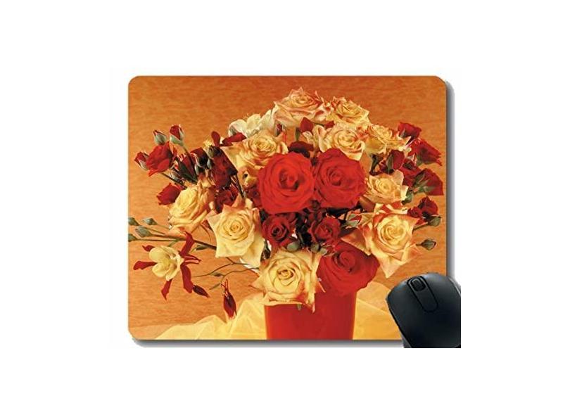 Mouse pad para jogos personalizado, tapete para decoração de vaso de flores e rosas