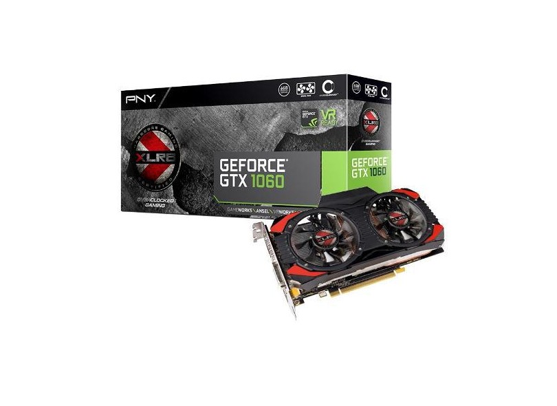 Placa de Video NVIDIA GeForce GTX 1060 6 GB GDDR5 192 Bits PNY VCGGTX10606XGPB-OC