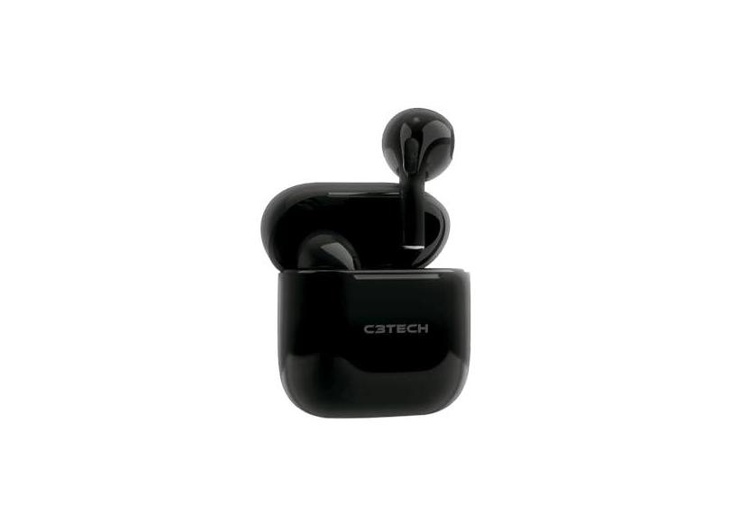 Fone de Ouvido Intra C3Tech EP-TWS-21BK Preto Conexão Bluetooth 5.1, Intra-Auricular, In-Ear, True Wireless Stereo, Microfone Integrado Omnidirecional, Ajuste de Volume, Função Touch