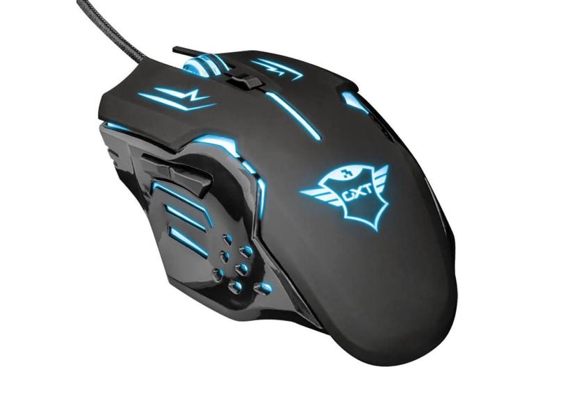 Mouse Gamer gxt 108 Rava Illuminated Gaming 6 Botões Seletor de dpi até 2000 Cabo 1.7m Trust
