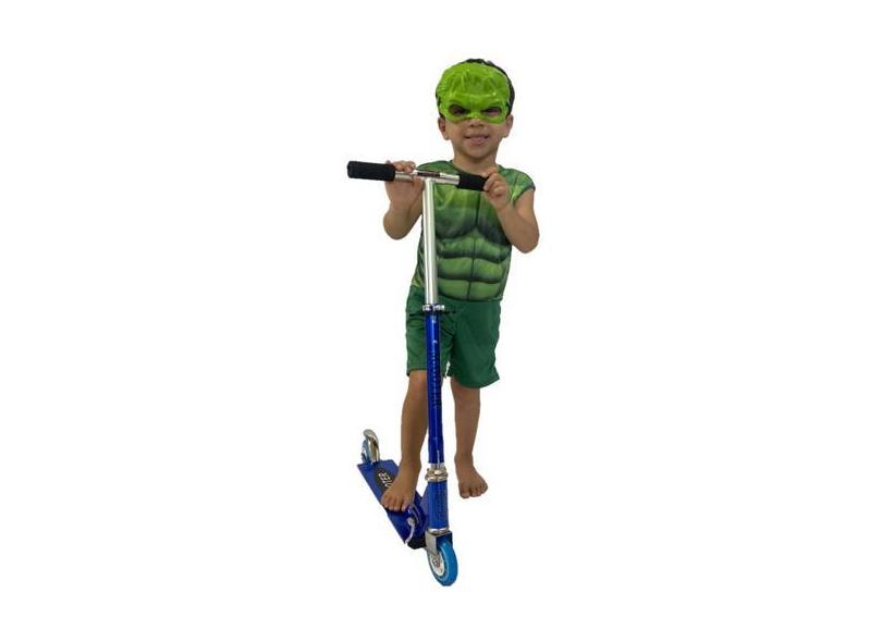 Patinete Radical Menino Dobrável Ajustável + Fantasia Hulk - DM Toys