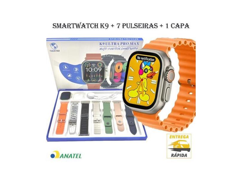 Relógio smartwatch K9 Ultra Max com 7 pulseiras e capa de proteção - F