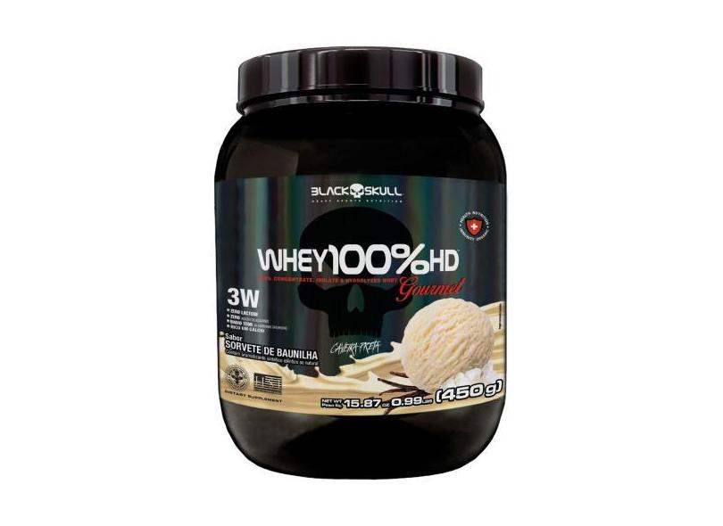 Whey Black Skull 100% HD Caveira Preta Gourmet Zero Lactose Sabor Sorv