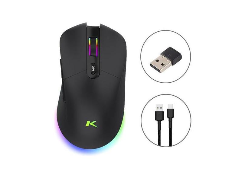 Mouse Gamer Dual USB Wireless 10000DPI Full RGB Com Software - kTROK