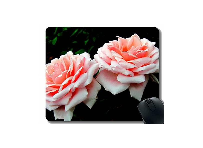 Mouse pad para jogos personalizado, rosa flores par mouse pad de borracha escura close-up