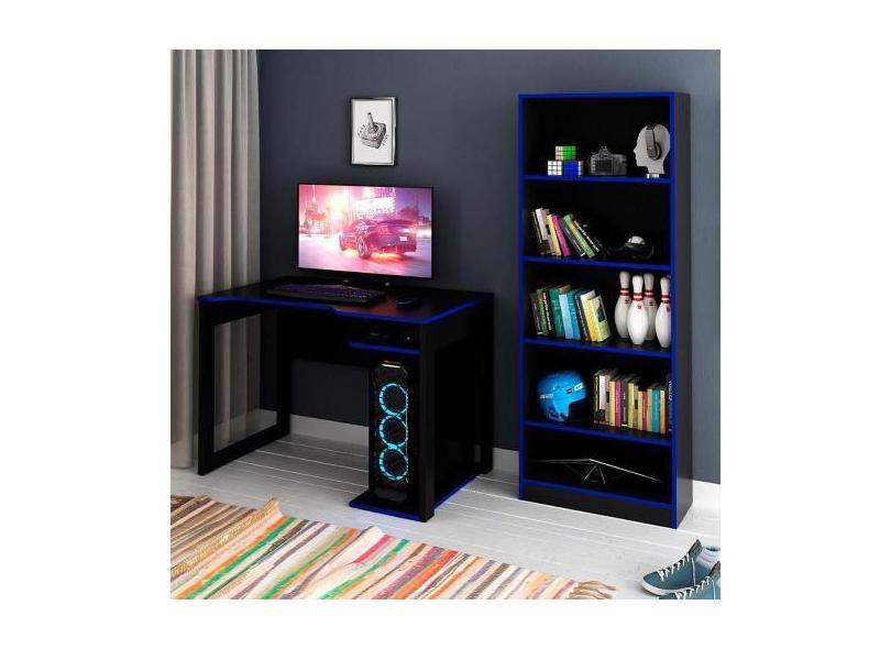 Mesa Gamer Para Computador Com Estante Para Livros E Jogos - Tecno Mob