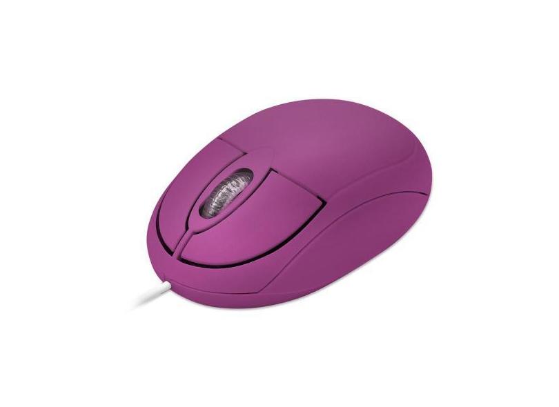Mouse Rosa Pink Com Fio Óptico Usb Pequeno1200 Dpi 3 Botões - Multilas