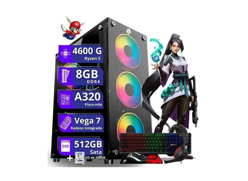 Computador Cpu PC Gamer  AMD Ryzen 5 4600g Vega 7 8gb dd4 512gb ssd HD