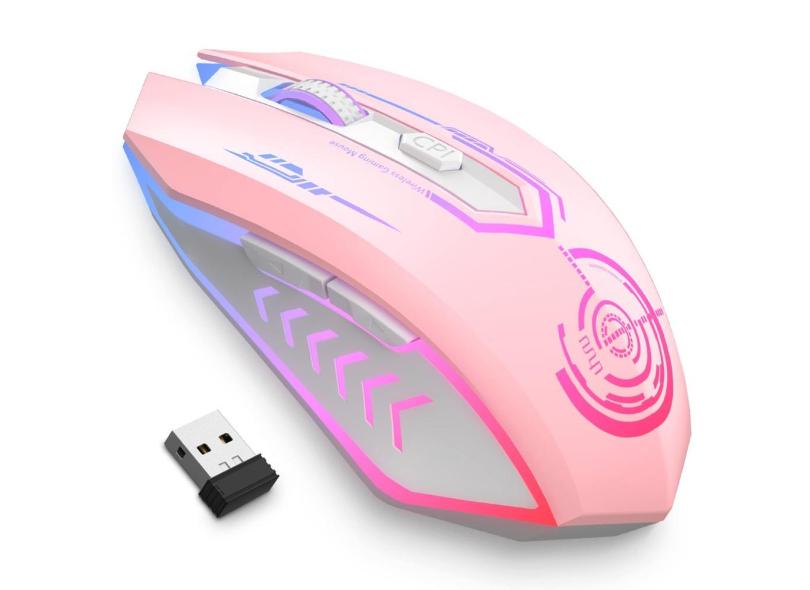 Mouse para jogos sem fio uhuru 10000 dpi com 6 botões (rosa)