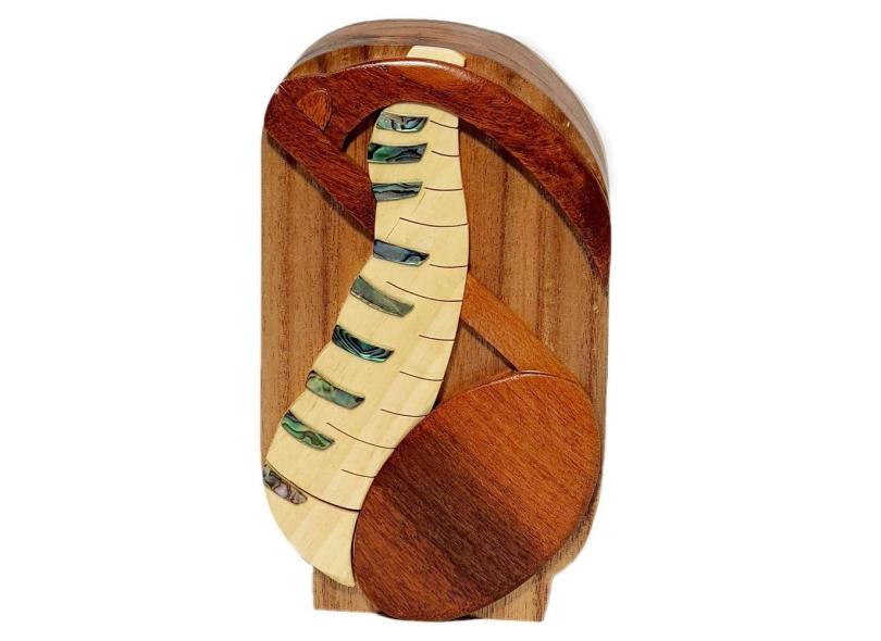 Puzzle Box Carver Dan`s Shop Piano Music Note Mother of Pear