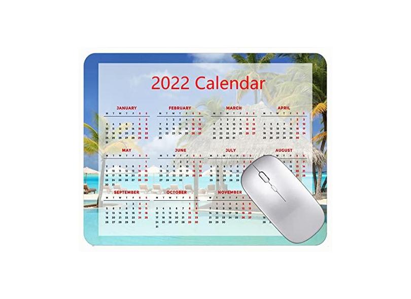 Mouse pad para calendário 2022, mouse pad para jogos, palmeiras para piscina, sunbed antiderrapante de borracha