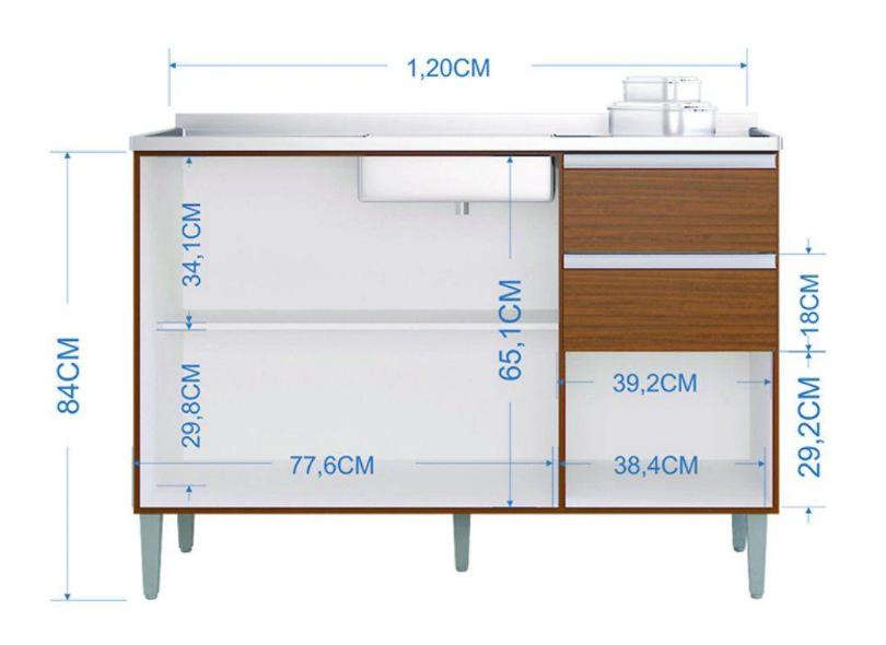 Balcão 2 Gavetas 3 Portas sem Tampo Aline Poquema