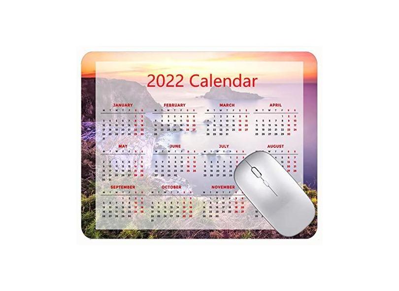 Mouse pad para jogos com calendário 2022, lindo mouse pad para praia, praia, base de borracha antiderrapante