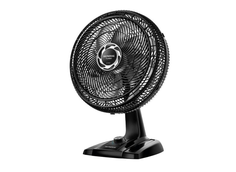 Ventilador de Mesa 40cm Mondial Turbo VT40NB com 8 Pás, 3 Velocidades - Preto e Prata