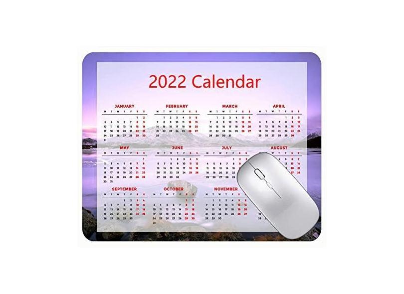 Mouse pad colorido para calendário 2022 ano 2022 com base de borracha antiderrapante e base de neve