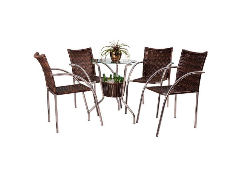 Conjunto De Mesa E 2 Cadeiras Para Varanda Cjmb4034032-alegro Móveis -  Castanho