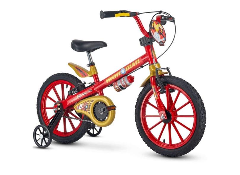 Bicicleta com Rodinha para Menino Aro 16 Homem de Ferro Marvel