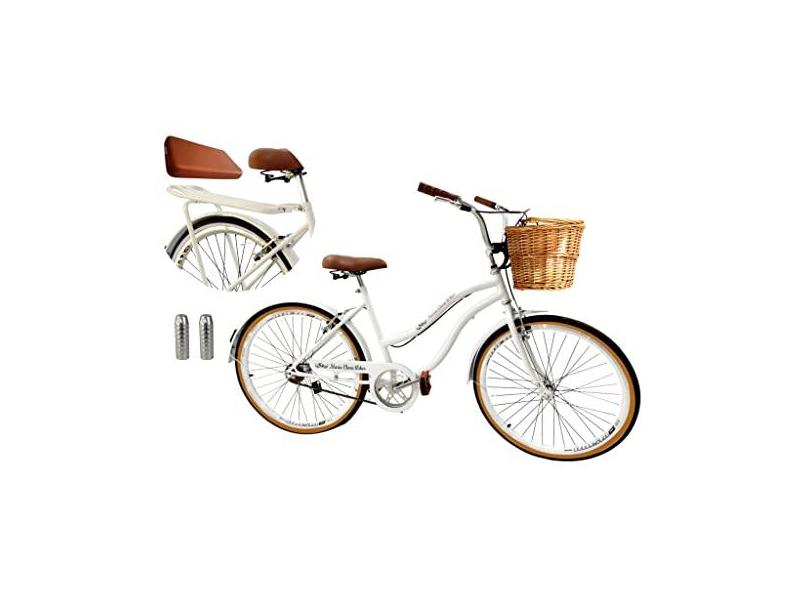 Bicicleta Aro 26 urbano s/marchas Assento pedaleiras branco