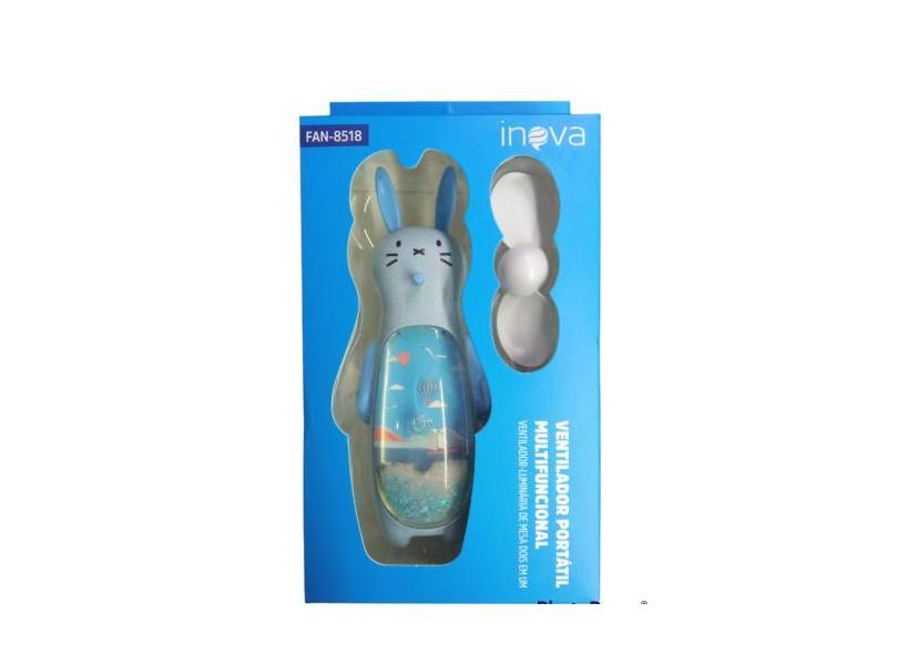 Ventilador Luminária De Mesa Portátil Inova Recarregável, Azul