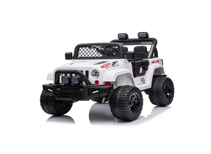 Carrinho Jipe Infantil Elétrico Jipe Off Road 12v com Controle Remoto Branco