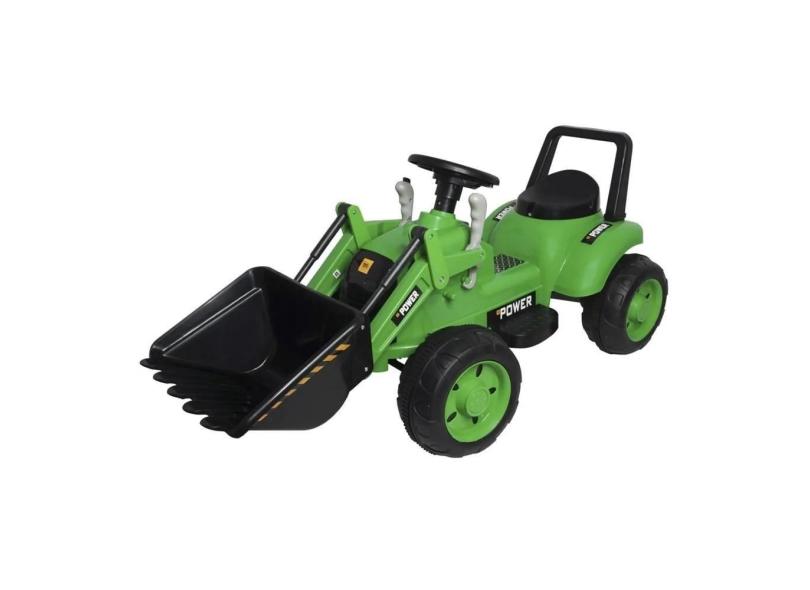 Mini Trator Escavadeira Elétrico Infantil 12V Verde Importway BW081VD