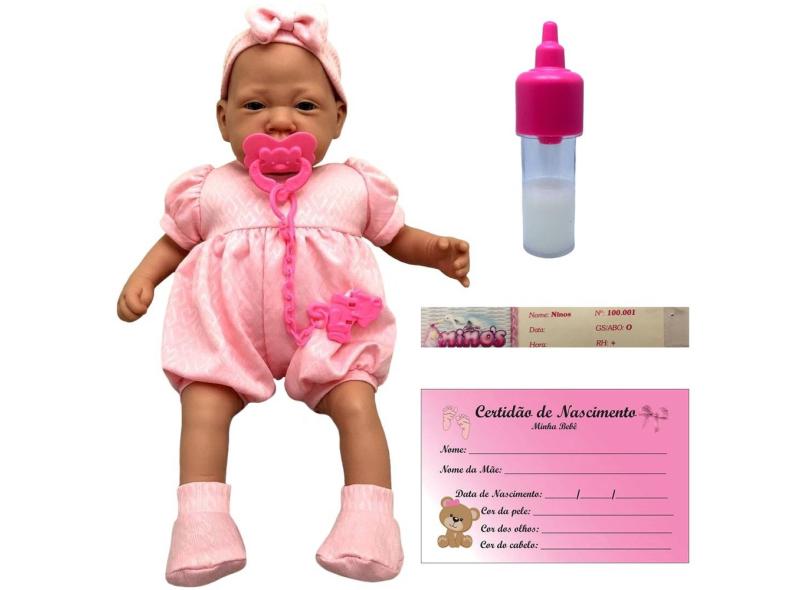 Boneca Tipo Bebe Reborn Ninos Recem Nascida + Certidão