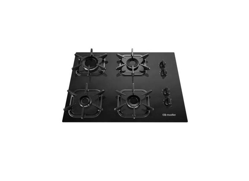 Cooktop Mueller 4 Bocas Com Queimador Ultra Chama Preto - Bivolt, Bivo