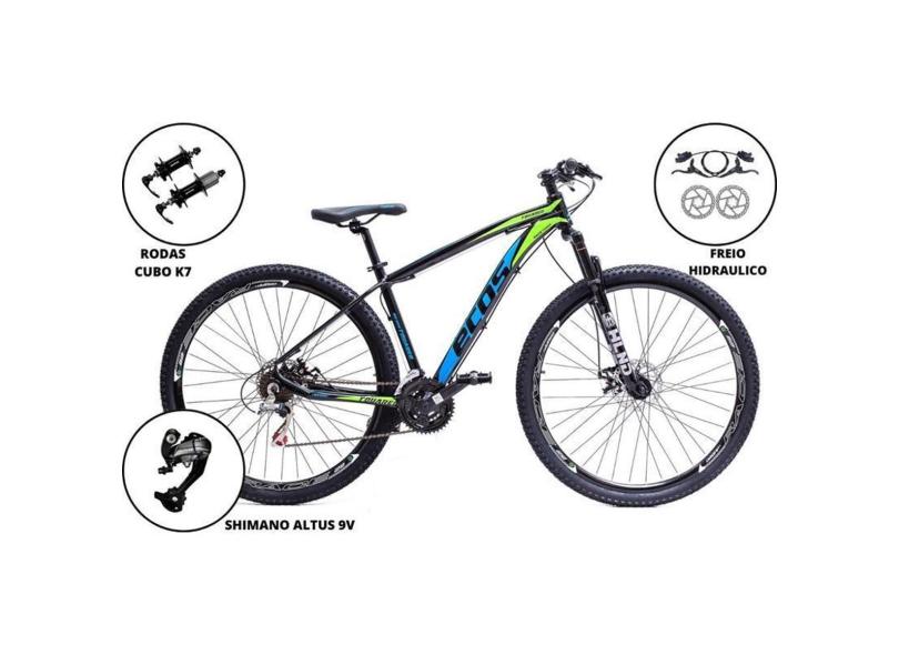 Bicicleta Aro 29 Mtb Ecos Touareg Aluminio 27 Marchas Cambio Shimano Altus Freios A Disco Hidraulico-Unissex